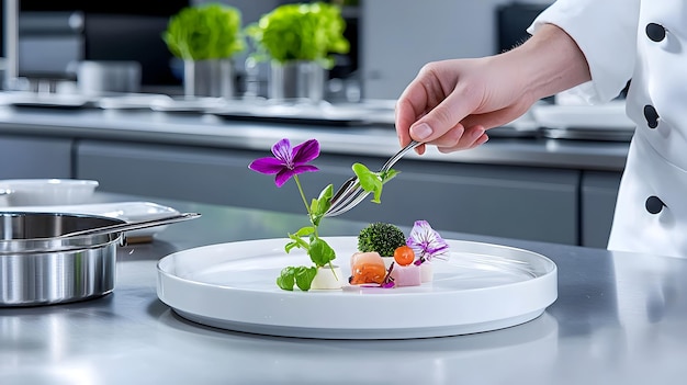 Bucătar pregătind farfurie